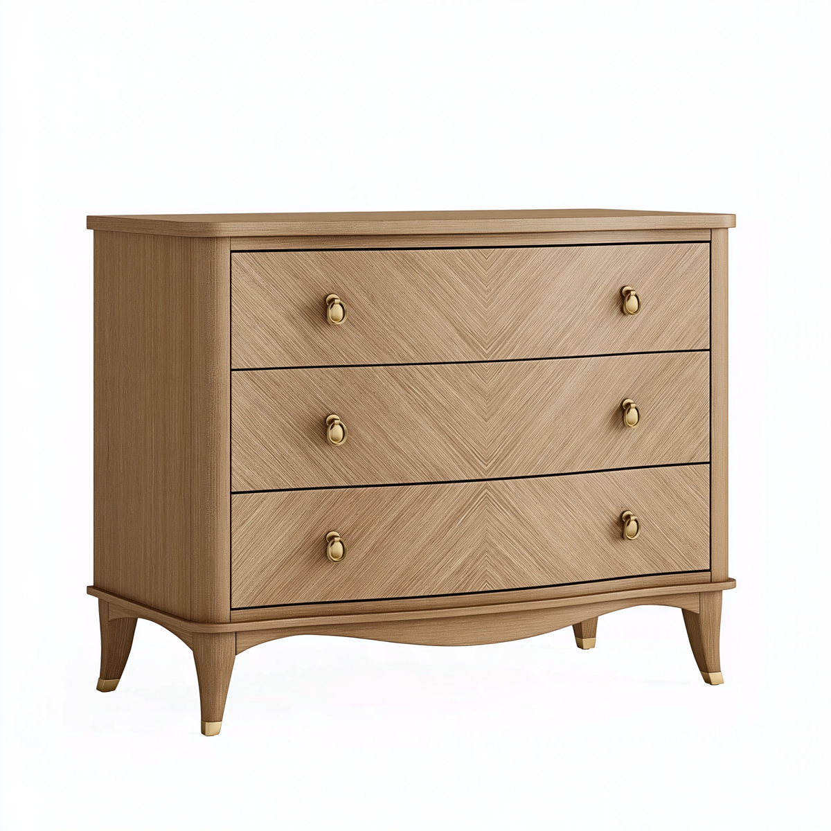 Cassettiera 100 x 45 x 90 cm in legno marrone con 3 cassetti stile classico