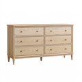 Cassettiera 160 x 45 x 100 cm in legno naturale a 6 cassetti - stile classico