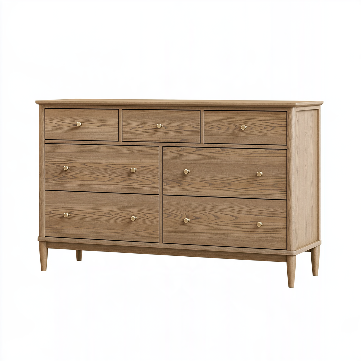 Cassettiera 160 x 45 x 95 cm in legno marrone chiaro - sette cassetti stile classico
