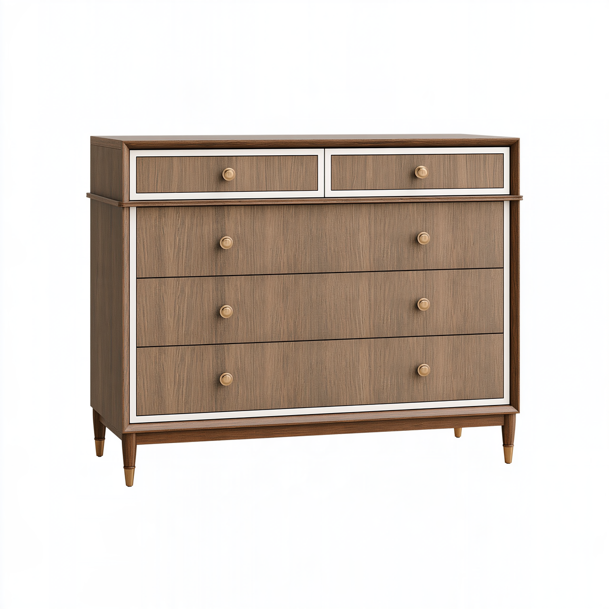 Cassettiera 100 x 45 x 120 cm in legno marrone e bianco - contenitore stile classico