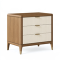 Comodino 60 x 45 x 65 cm in legno marrone e crema con 3 cassetti stile classico