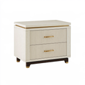 Comodino 55 x 45 x 60 cm in legno avorio con 2 cassetti stile moderno