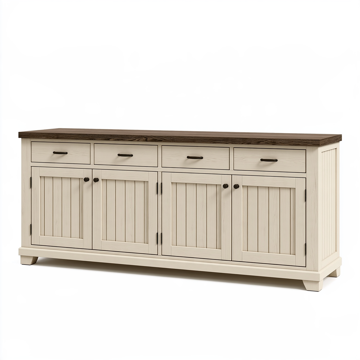 Credenza 200 x 45 x 90 cm in legno panna e marrone scuro - stile rustico con cassetti e ante