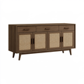 Credenza 160 x 40 x 90 cm in legno marrone e rattan - mobile contenitore stile retrò
