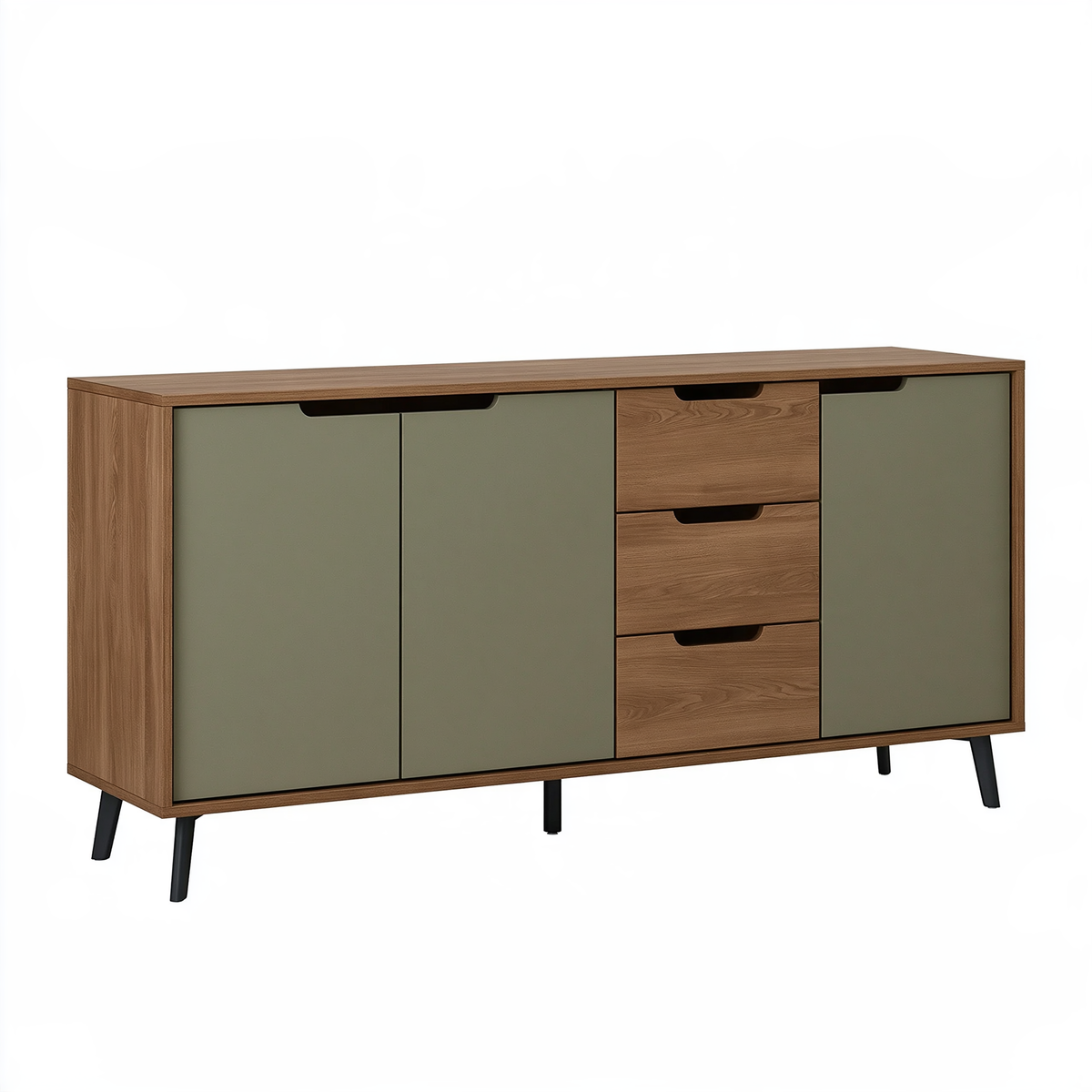 Credenza 160 x 40 x 85 cm in legno marrone e verde con 3 ante e 3 cassetti stile moderno