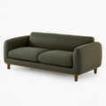 Divano 2 posti 170 x 85 x 82 cm in tessuto verde oliva con gambe in legno stile moderno