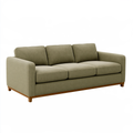 Divano 3 posti 210 x 90 x 85 cm in tessuto verde oliva con base in legno stile moderno
