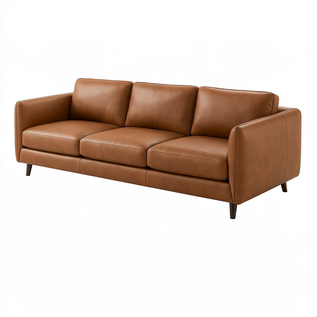 Divano 3 posti 210 x 92 x 86 cm in similpelle cognac - stile moderno