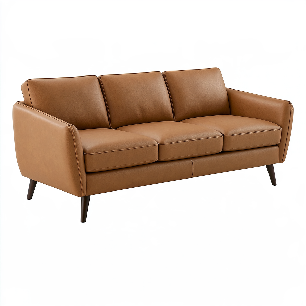 Divano 3 posti 210 x 90 x 85 cm effetto pelle marrone - stile moderno