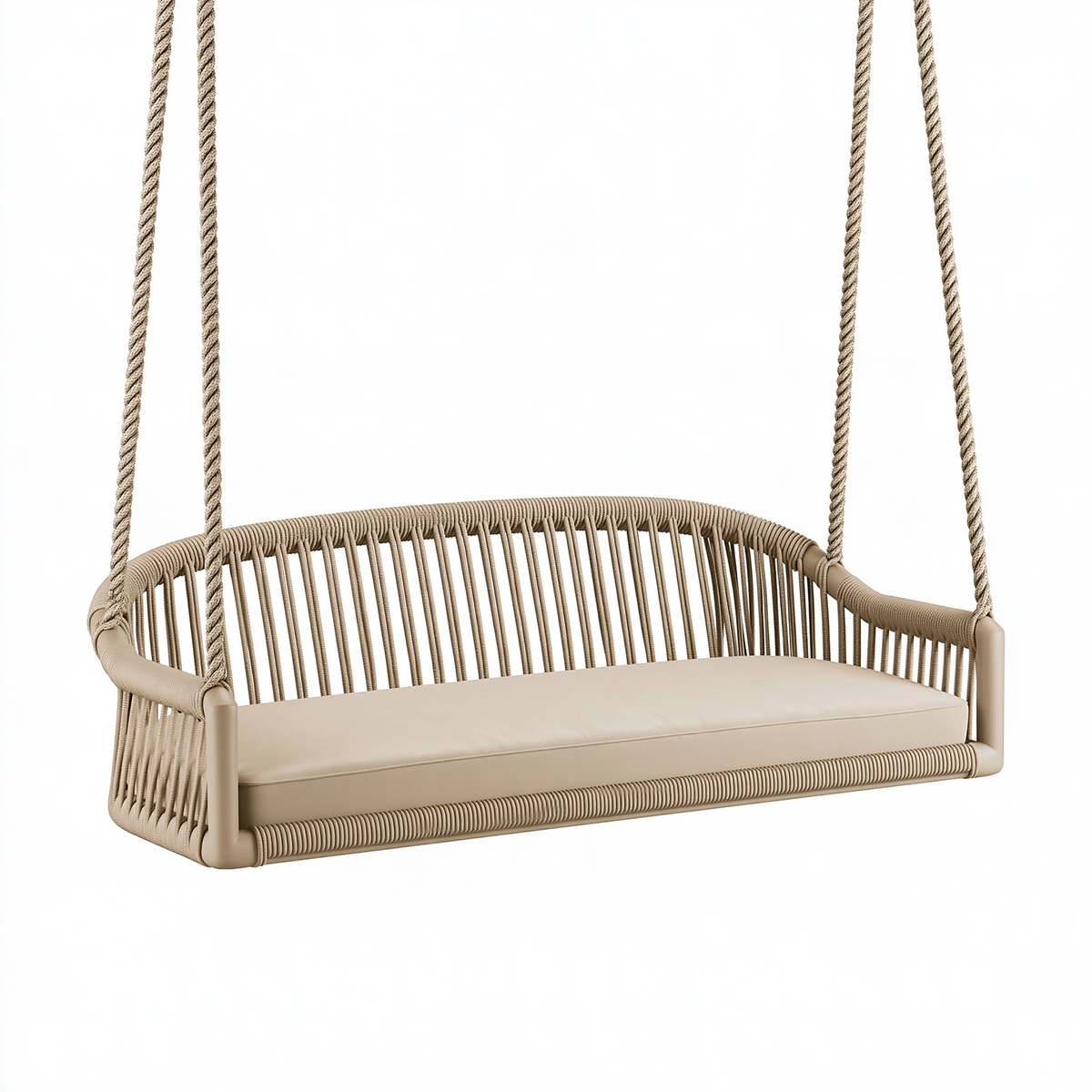 Divano altalena sospeso 140 x 70 x 55 cm in corda beige a due posti
