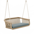 Dondolo sospeso da esterno 120 x 60 x 55 cm in metallo beige e corda con seduta imbottita