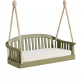 Dondolo sospeso 120 x 60 x 55 cm in legno verde con corde intrecciate per interni e spazi coperti
