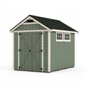 Casetta da giardino 250 x 180 x 230 cm in legno verde - porte doppie con finestre