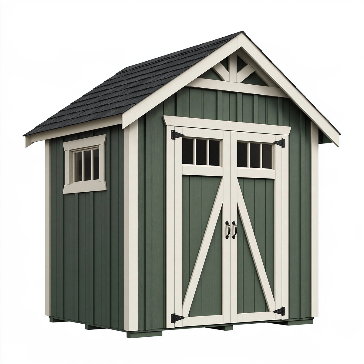 Casetta da giardino 200 x 150 x 230 cm in legno verde e bianco - stile rustico con doppia porta