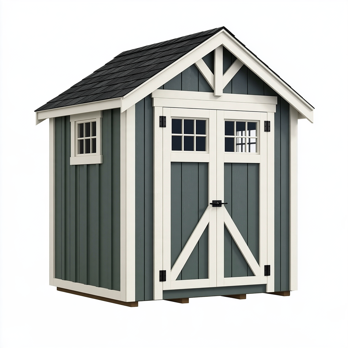 Casetta da giardino 180 x 120 x 210 cm in legno grigio antracite con porte doppie stile rustico