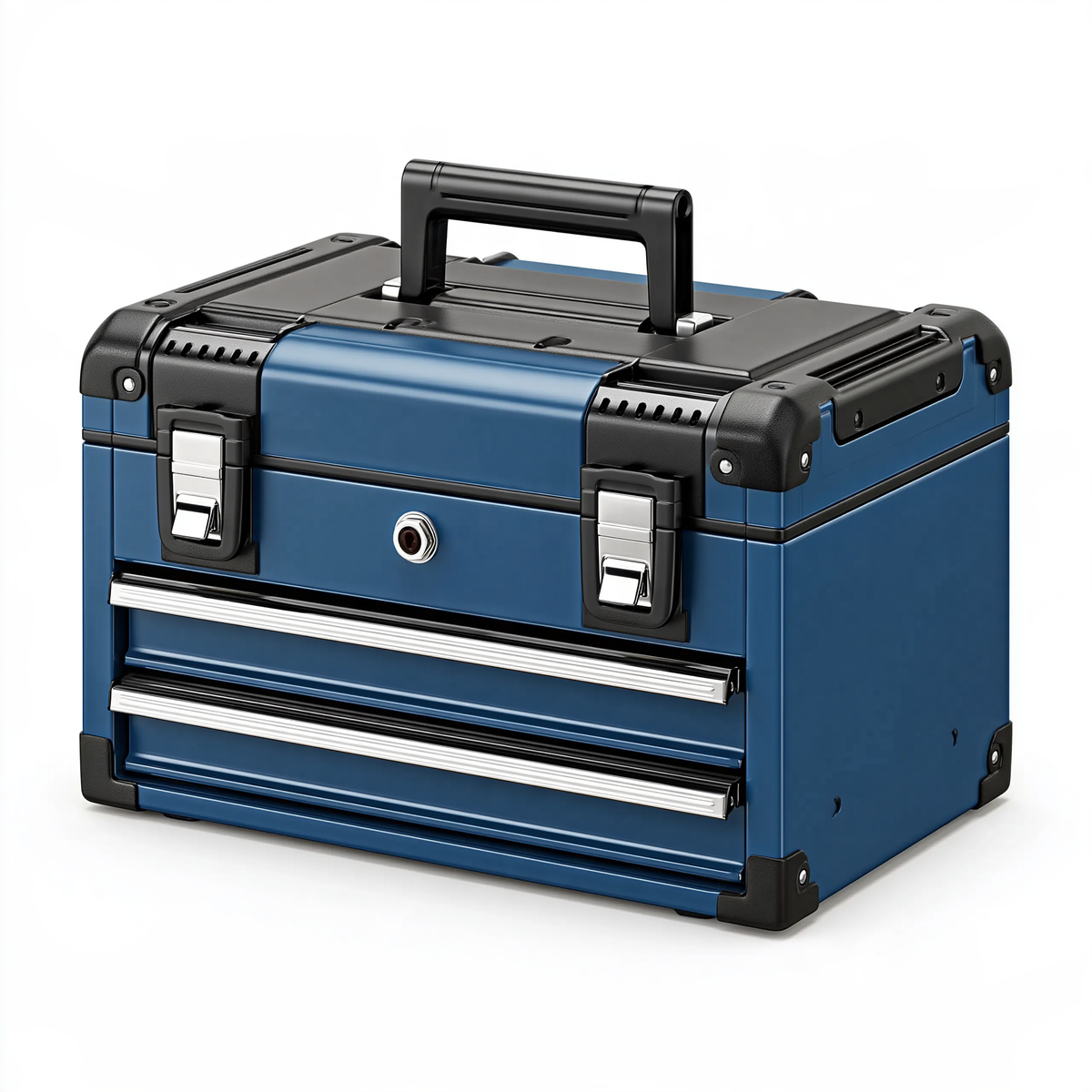 Cassetta portautensili 45 cm in acciaio blu con cassetti e maniglia pieghevole