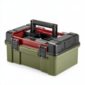 Cassetta portautensili 40 x 24 x 22 cm in plastica verde rosso e nero con maniglia pieghevole