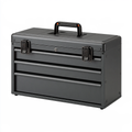 Cassetta portautensili 50 x 25 x 38 cm in metallo nero con cassetti e maniglia